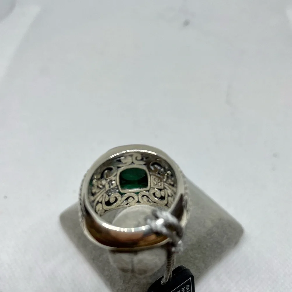 Sterling Sliver Malachite Cushion Ring By Samuel.B